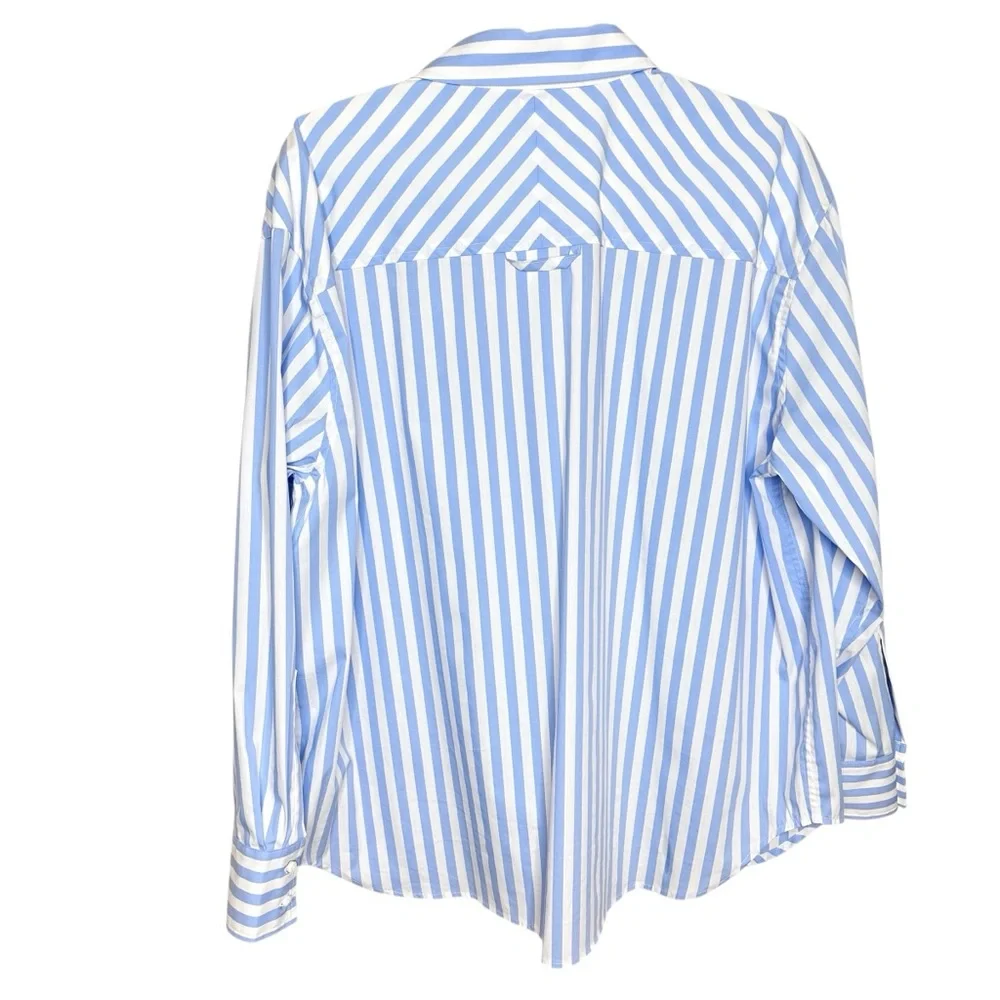 NWOT AYR The Deep End Button Down Shirt Large Blue/White Stripes - Picture 8 of 16